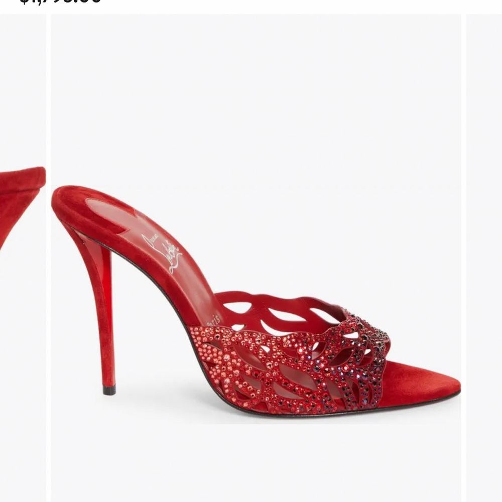 Christian Louboutin Red Embellished Heels - Picture 8 of 13